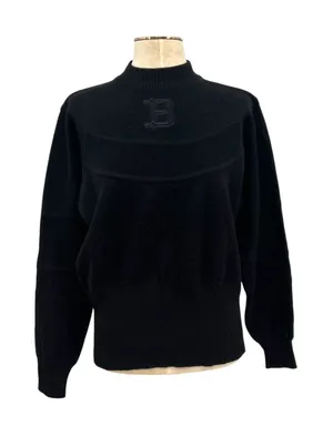 Bogner Vintage 90s Ski Mock‎ Neck Wool Blend Logo Sweater Black Size Small thumbnail 1
