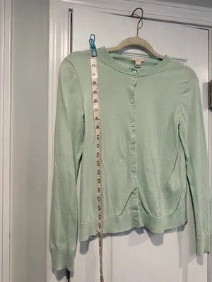 J. Crew Size S Mint Green Cotton Crew Neck Long Sleeve Button Caryn Cardigan thumbnail 3