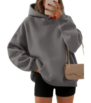 NWT Gray‎ Oversized Fleece Pullover Hoodie XS thumbnail 1