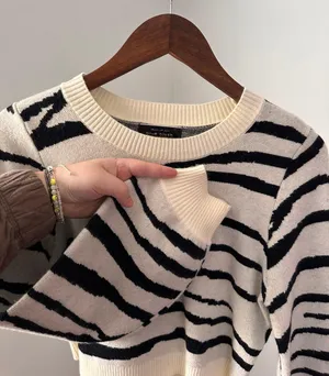 Blue Blush Zebra Crop Sweater thumbnail 5