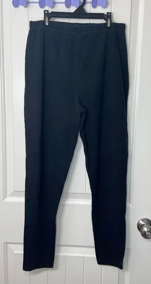 Cherokee women’s solid black elastic waist‎ stretch cotton leggings pants XL thumbnail 1