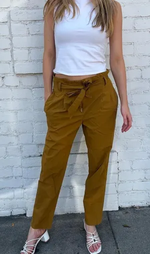 J.Crew mustard yellow pants with tie waist size 2 #preppy #workwear #officewear thumbnail 1