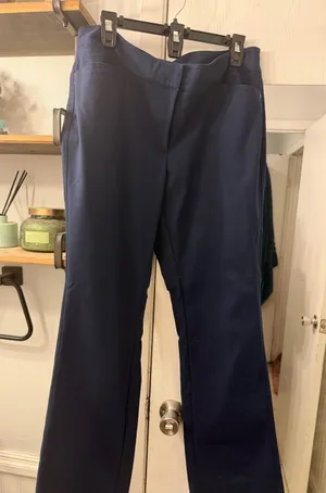 White House Black Market Navy Blue Bootcut Pants thumbnail 1