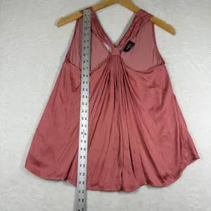 VICI Womens Medium Mauve Pink Pleated Twisted Back Sleeveless Satin Blouse Top‎ thumbnail 4