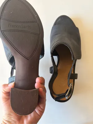 Franco Sarto Black Leather Slingback Open Toe Block Heel Buckle Strap 9.5 thumbnail 5