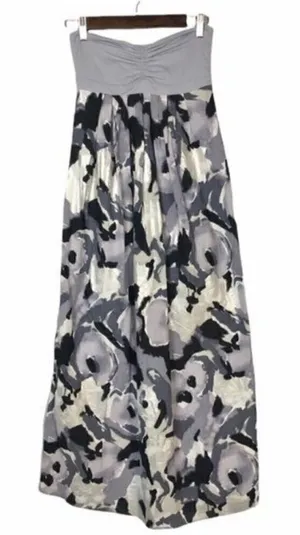 Susana Monaco Purple & Gray Strapless Rose Floral A-Line Maxi‎ Dress 2 thumbnail 1
