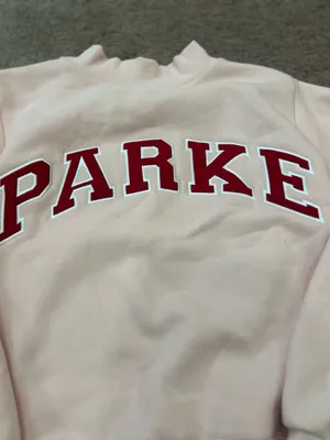 PARKE Varsity Mockneck Sweatshirt Peony and Crimson Valentines Day s/m thumbnail 4