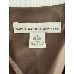 David Warren Silk Floral Midi Dress Brown Y2K 90s Empire Waist Cap Sleeve‎ 8 EUC thumbnail 8
