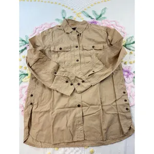 J Crew Tan Utility Button Front Shirt Long Sleeve 100% Cotton Size 4‎ thumbnail 4