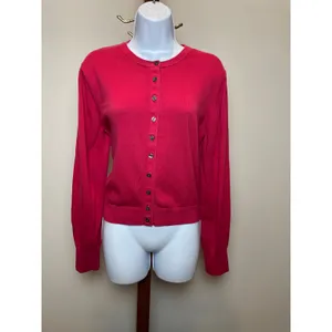 Madewell Pink Cotton Button‑Front Cardigan Crew Neck Womens Size XL thumbnail 8