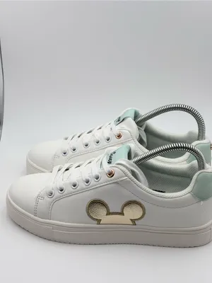 Disney White‎ Sneakers with Gold Mickey Accent and Mint Trim thumbnail 3