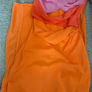 Vibrant Pink and Orange Strapless Dress thumbnail 2