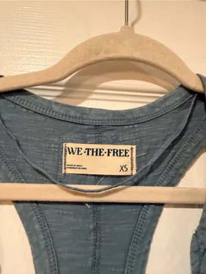 NWOT Free People We The Free Size XS Blue Crochet Trim Racerback Layer Tank Top thumbnail 6