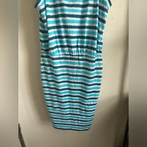 Michael Michael KORS Teal, Turquoise and White Striped Dress. thumbnail 8