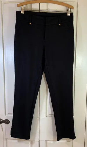 Michael Kors Women Black Ankle Dress Pants Gold Hardware Stretch Size 6 Nautical thumbnail 1