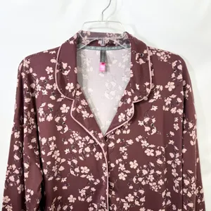 Vince Camuto XL Pajama Set Burgundy Floral Long Sleeve‎ Pants Feminine 651 thumbnail 12