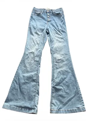 Altar'd State Heart Pocket High Rise Flare Jeans Size 29/9 Light Wash thumbnail 1