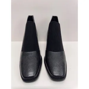 Journee Signature Booties‎ Size 10 Black Leather Stretch Vamp Block Heel NEW thumbnail 4