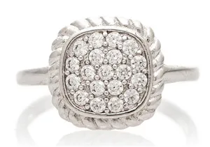 RIVKA FRIEDMAN Twisted Bezel Pavé CZ Ring, Silver Rhodium Plated, Size 6,‎ NWT thumbnail 1