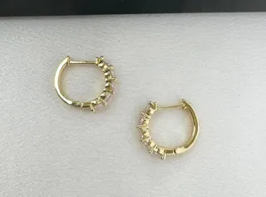 CZ Cubic Zirconia Gold Hoop Earrings for Women thumbnail 4