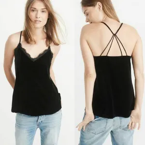 Abercrombie & Fitch‎ Black Velvet Lace Trim Cami thumbnail 2