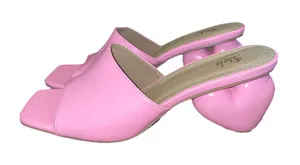 SHEIN Pink Sculptural Heart Heel Mule Sandals Womens 9 Square Toe Slides thumbnail 1