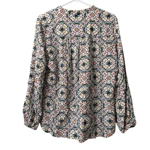 LOFT Tunic Top Size Small Long Sleeve‎ Paisley Rayon V Neck Lightweight Colorful thumbnail 2