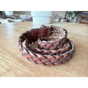 Leather Braided Belt Brown Woven Boho Casual Women’s Size S thumbnail 2