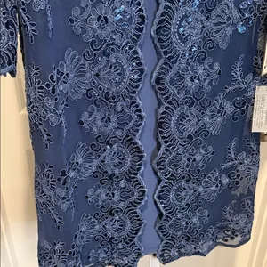 Alex Evenings Navy Sequin Lace‎ Jacket Dress Set 6 NWT Wedding Party Formal thumbnail 8