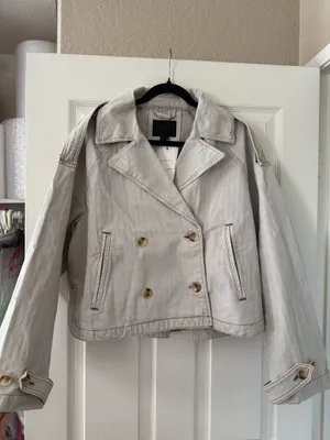 BNWT Zara Blue/Grey Washed Herringbone Jacket  thumbnail 11