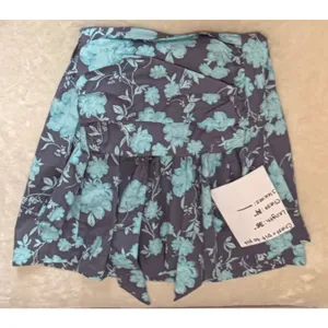 Free‎ People NWOT Meet Me In Maui Floral Mini Dress Teal Gray Ruched L Summer thumbnail 5