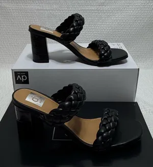 DV by Dolce Vita Black Braided Double-Strap Block Heel Sandals thumbnail 1