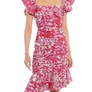 Sachin & Babi x Dillards Ellen pink magenta floral cotton ruffle sheath dress 4 thumbnail 3