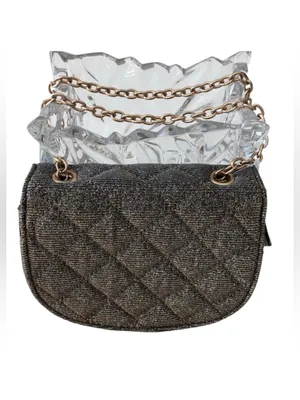 LONG CHAIN CROSSBODY GOLD GLITTER SHOULDER BAG Purse Evening Occasion Bag thumbnail 2