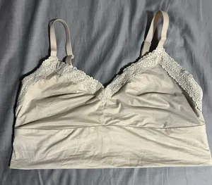 Aerie Nude Long Line Lace Trim Bralette Size XL thumbnail 1