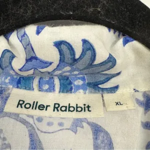 Roller Rabbit Blue White Paisley Floral Long Sleeve Button Down Shirt Womens XL thumbnail 6