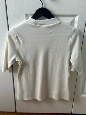 Anthropologie Maeve Mock Neck Top in White thumbnail 4