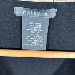 Matty M Linen Blend Tiered Dress Medium Black Sleeveless Pockets Casual Summer thumbnail 4