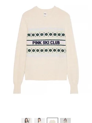 PINK - Victoria's Secret PINK COLLEGIATE KNIT CREWNECK SWEATER MEDIUM SKI CLUB thumbnail 6