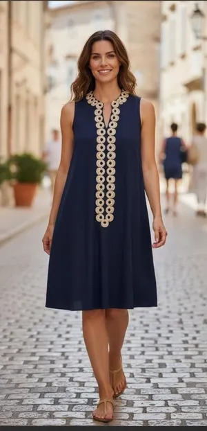Lilly Pulitzer size 2 Navy Sleeveless Shift Dress xs Gold Decorative Placket thumbnail 1