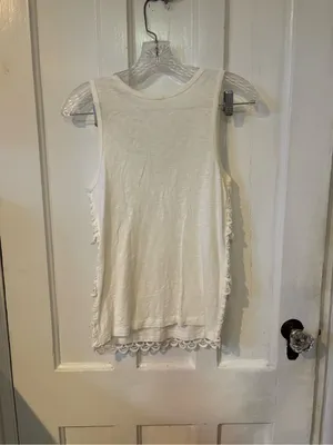 J. Crew White Scallop-Lace Sleeveless Tank thumbnail 4
