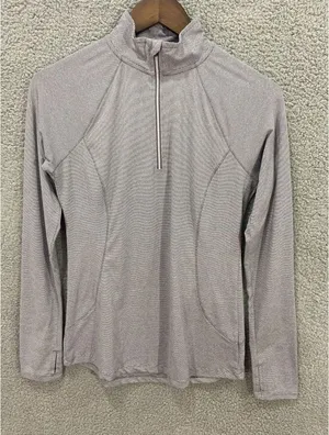 RBX reebok womens shirt small gray athletic mock neck quater‎ zip heathered thumbnail 1