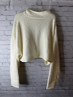 NWT skims fuzzy cream colored crop sweat shirt thumbnail 3