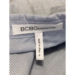 BCBGeneration Blue Striped Long Sleeve Button Up Fit & Flare Mini Dress Size 0 thumbnail 3