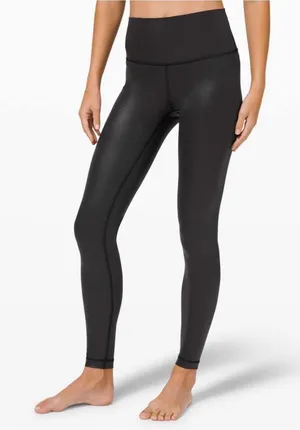 lululemon Wunder Under High-Rise Leggings - Matte Black Foil Size 6 thumbnail 1