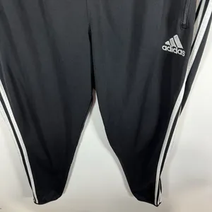 Adidas Climacool‎ Track Pants Womens Sz XL Black 3-Stripe Zip Ankle logo white thumbnail 4