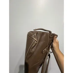 Dooney & Bourke June Brown Pebbled Leather Double Pocket Cinch Shoulder Purse M thumbnail 8