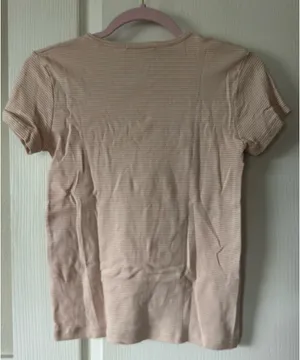 Brandy Melville Pink and White Striped Tee thumbnail 3