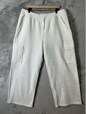 Athleta Easy Fleece Cargo Pants XL Gray Mid Rise Drawstring Lounge‎ Athleisure thumbnail 1