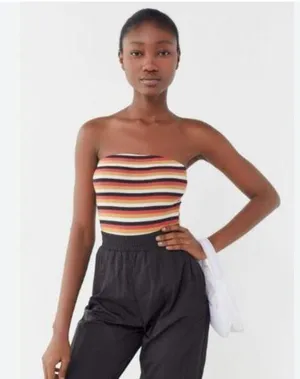 OUT FROM UNDER mj Tube Bodysuit Striped / Ribbed Small S thumbnail 1